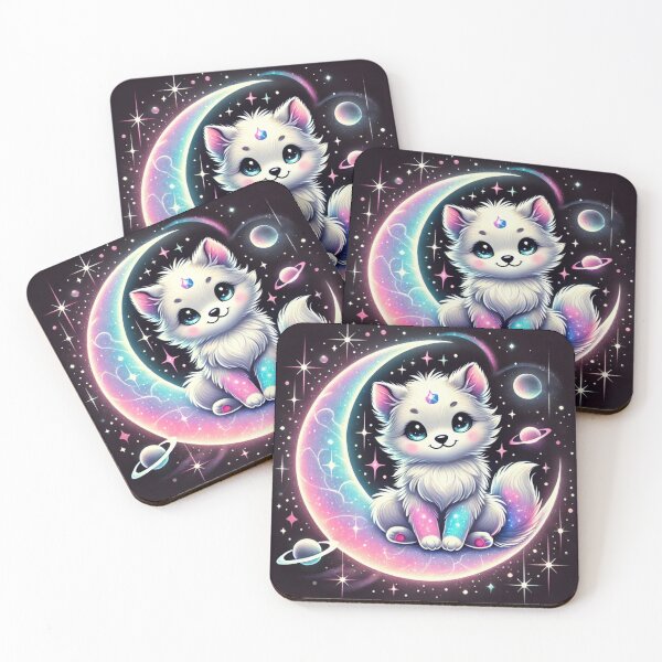 Item preview, Adorable Cosmic Puppy on a Crescent Moon – Kawaii Space Art designed and sold by Vikingaquarist.