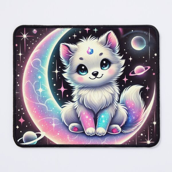 Item preview, Adorable Cosmic Puppy on a Crescent Moon – Kawaii Space Art designed and sold by Vikingaquarist.