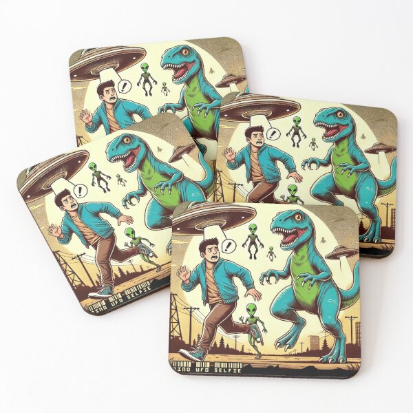Item preview, Dino UFO Selfie: Vintage Panic designed and sold by TrippyBunnyShop.