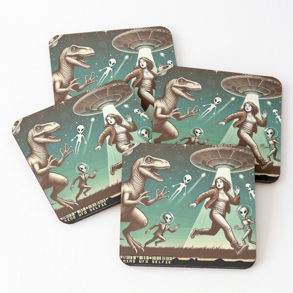 Item preview, Dino UFO Selfie: Vintage Panic designed and sold by TrippyBunnyShop.