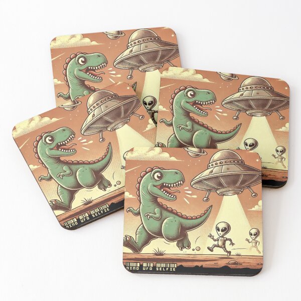 Item preview, Dino UFO Selfie: Vintage Panic designed and sold by TrippyBunnyShop.