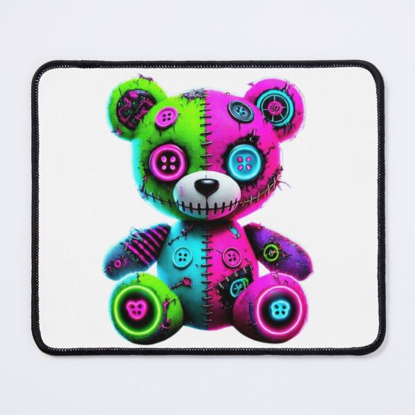 Item preview, Neon Buttoned Cyberpunk Teddy Bear – Bold and Quirky Plush Design designed and sold by GemBob Creations.