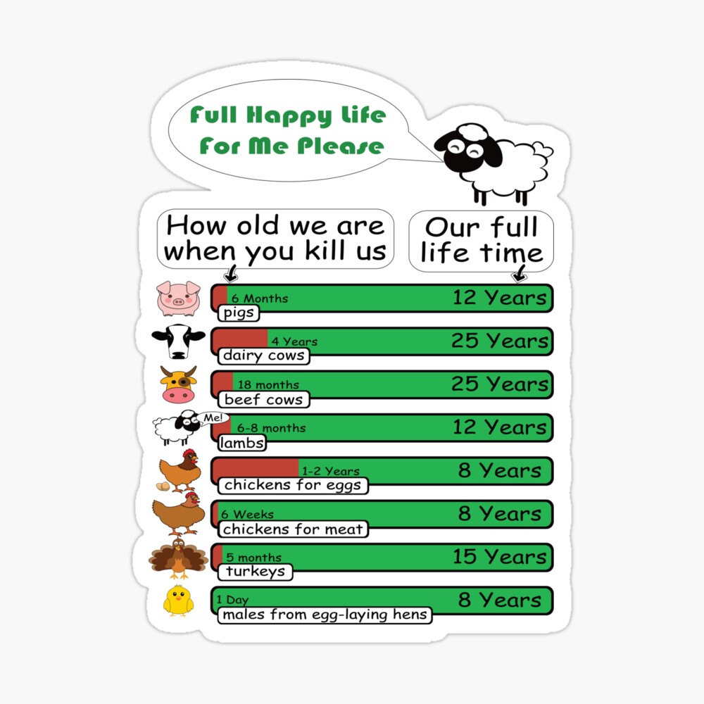 Pro Vegan Animal Welfare Lifespan Chart for World Vegan Day Pro Vegan Animal Welfare Lifespan Chart for World Vegan Day
