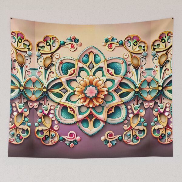Item preview, Filigree Art Elegant & Royal Green Star Flower Mandala designed and sold by Zeporas Castle.