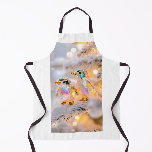 Item preview, Iridescent Glass Penguin Ornaments on Snowy Christmas Tree designed and sold by Amr Siam.