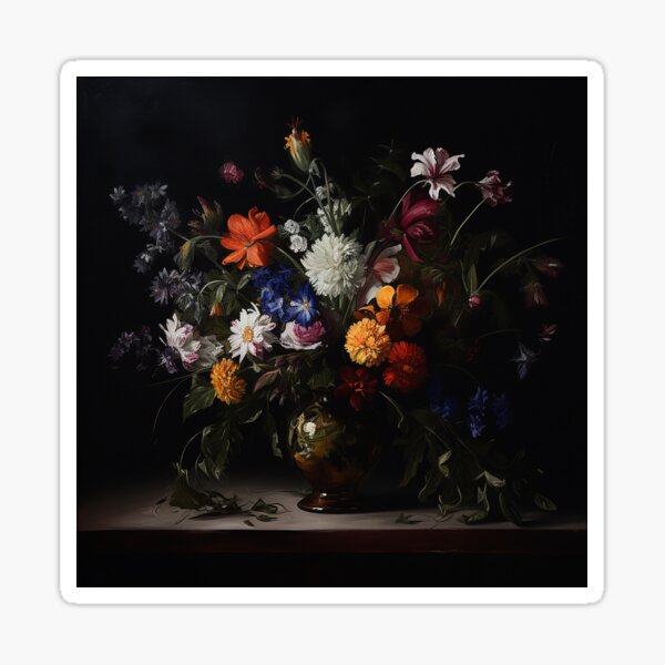 Colorful Moody Botanical Floral Art Sticker
