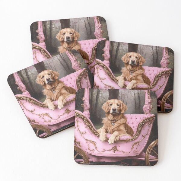 Item preview, Golden Retriever On A Pink Carriage designed and sold by Nocturne  Paws.