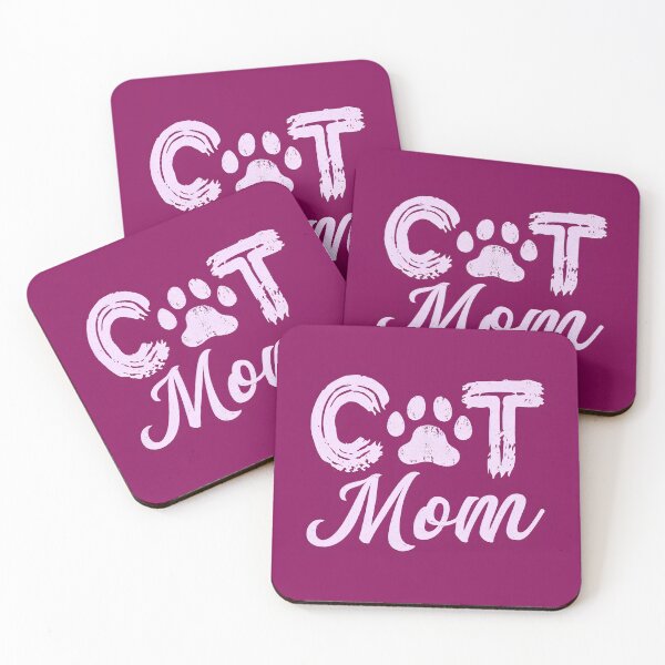Item preview, Cat Mom Graphic Written in Pink on a Purple Background designed and sold by MissCatDesigns.
