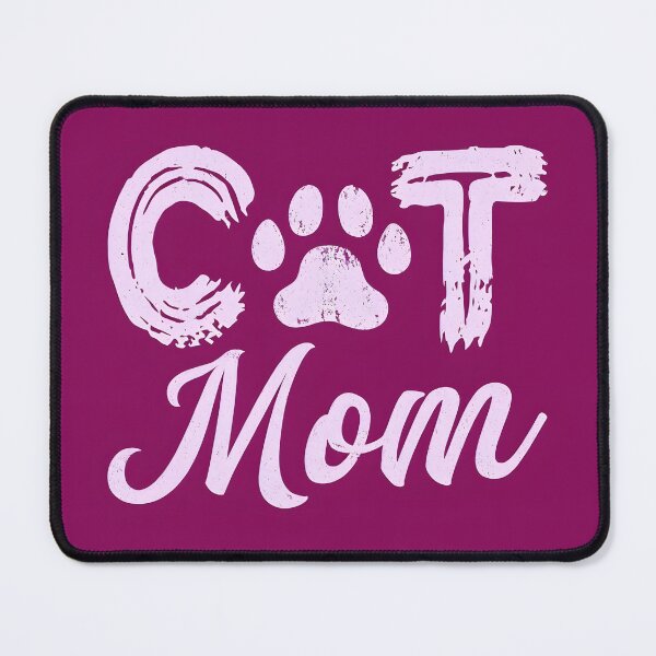 Item preview, Cat Mom Graphic Written in Pink on a Purple Background designed and sold by MissCatDesigns.