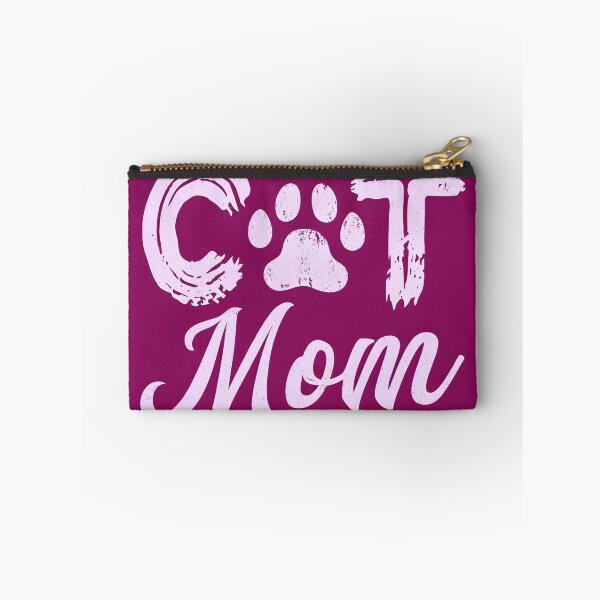Item preview, Cat Mom Graphic Written in Pink on a Purple Background designed and sold by MissCatDesigns.