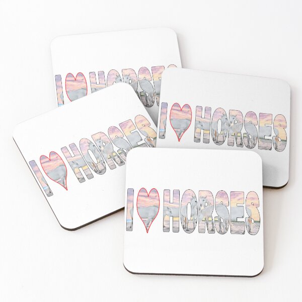 Item preview, I LOVE HORSES - White Horses on the Beach Sunset Pastels designed and sold by Adam Gormley.
