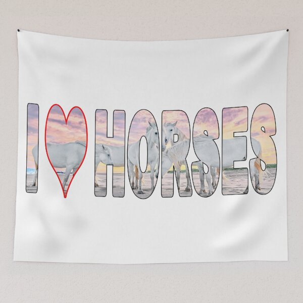 Item preview, I LOVE HORSES - White Horses on the Beach Sunset Pastels designed and sold by Adam Gormley.