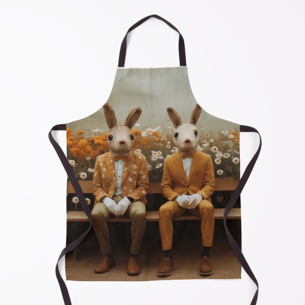 Aperçu de l'œuvre DES LAPINS PORTANT DES COSTUMES ATTENDANT SUR UN BANC DE PARC créée et vendue par AHumanInTheLoop.