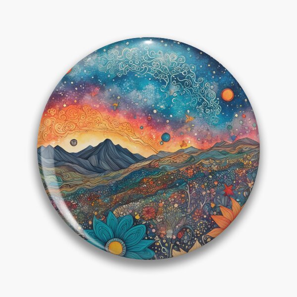 Item preview, Utopian wildflowers landscape with cosmic zentangle sky designed and sold by artedamensagem.