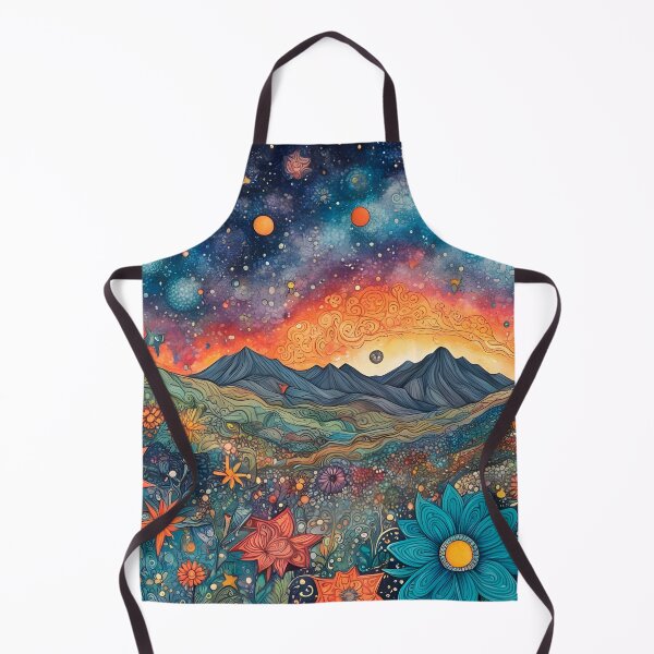 Item preview, Utopian wildflowers landscape with cosmic zentangle sky designed and sold by artedamensagem.
