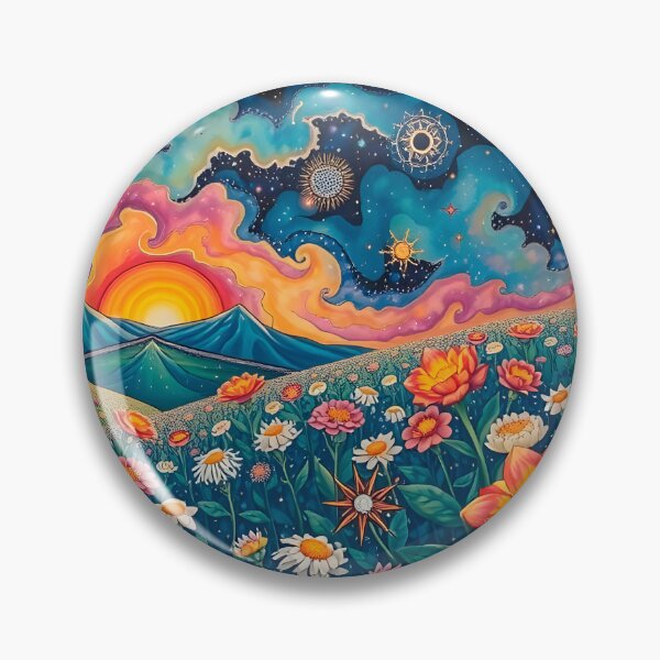 Item preview, Utopian wildflowers landscape with cosmic zentangle sky designed and sold by artedamensagem.