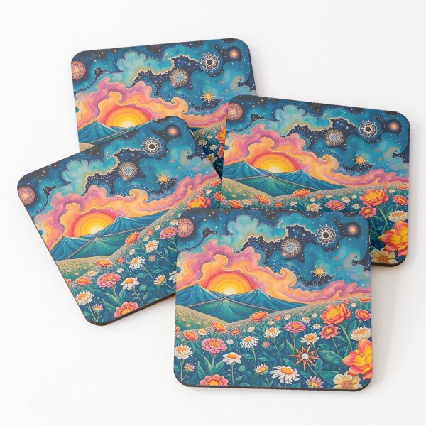 Item preview, Utopian wildflowers landscape with cosmic zentangle sky designed and sold by artedamensagem.