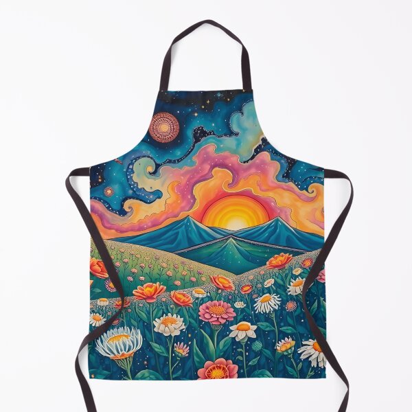 Item preview, Utopian wildflowers landscape with cosmic zentangle sky designed and sold by artedamensagem.
