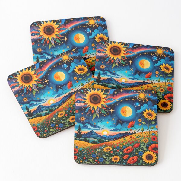 Item preview, Utopian wildflowers landscape with cosmic zentangle sky designed and sold by artedamensagem.