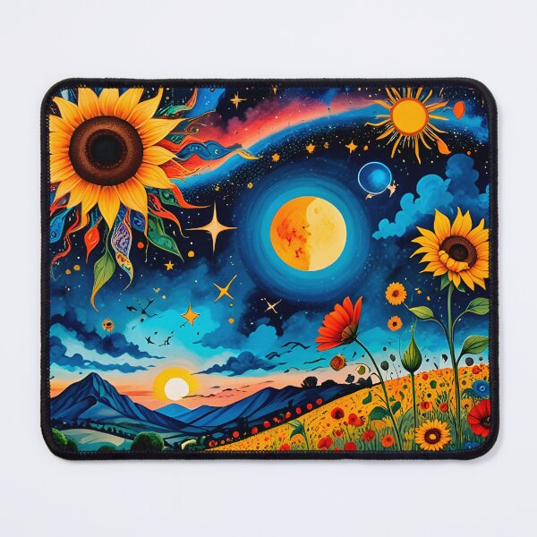 Item preview, Utopian wildflowers landscape with cosmic zentangle sky designed and sold by artedamensagem.