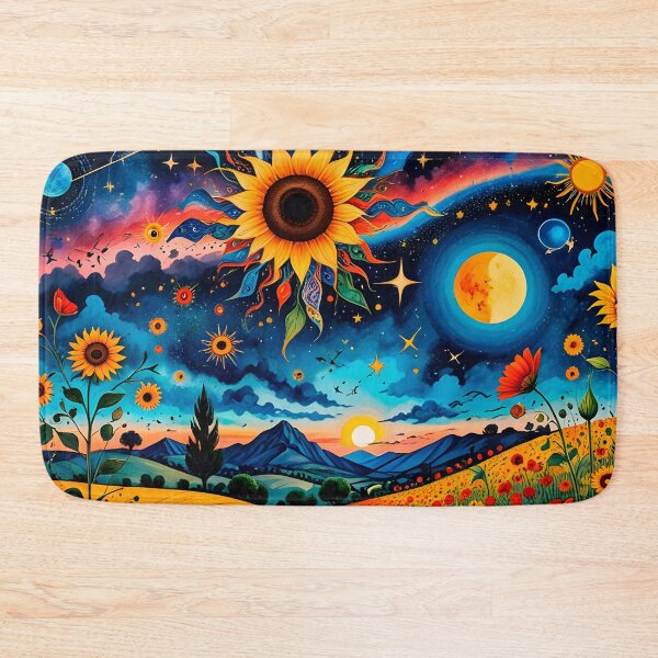 Item preview, Utopian wildflowers landscape with cosmic zentangle sky designed and sold by artedamensagem.