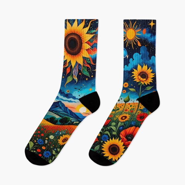 Item preview, Utopian wildflowers landscape with cosmic zentangle sky designed and sold by artedamensagem.