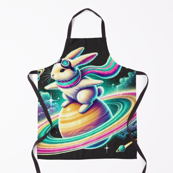 Item preview, Adventurous Space Bunny on Saturn – Whimsical Galactic Art designed and sold by Vikingaquarist.