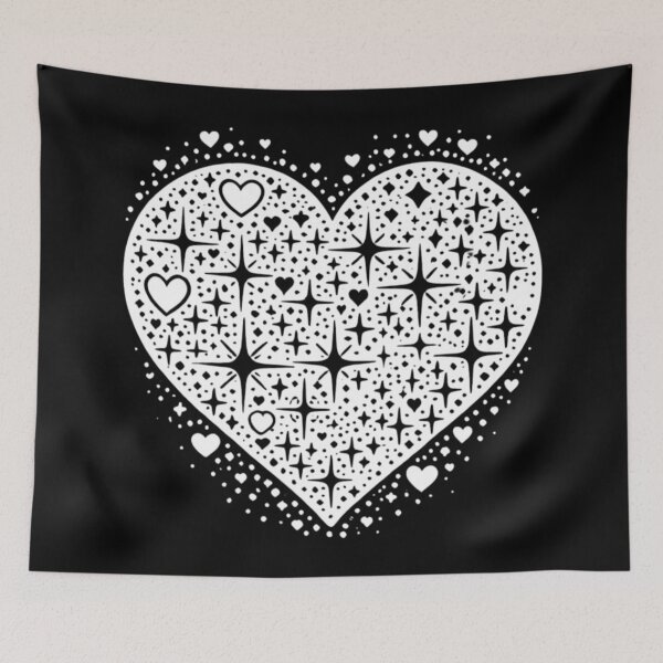Item preview, Sparkling Heartburst Design (White on Black) designed and sold by LyssasMindArt.