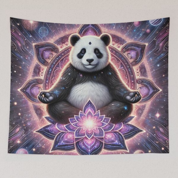 Item preview, Cosmic Zen Panda with Lotus Mandala – Mystical Meditation Art designed and sold by Vikingaquarist.