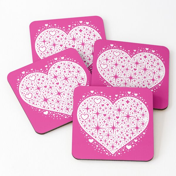 Item preview, Sparkling Heartburst Design (White on Hot Pink) designed and sold by LyssasMindArt.