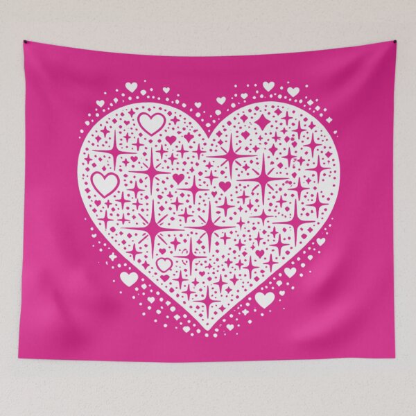 Item preview, Sparkling Heartburst Design (White on Hot Pink) designed and sold by LyssasMindArt.