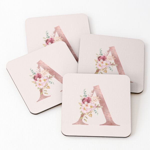 Item preview, Rose Gold Watercolour Letter A Floral Monogram designed and sold by NicheFifty-Two.