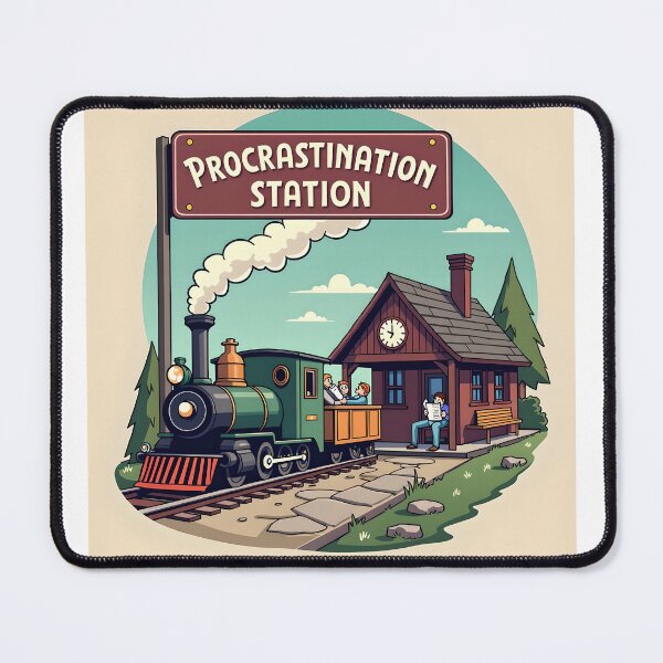 Item preview, Procrastination Station Vintage Train Art designed and sold by GaricDrawsob.