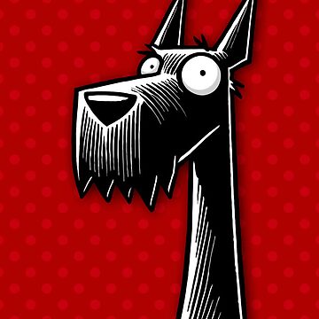 Artwork thumbnail, Scottish Terrier Playful Illustration On Red Polka Dot Background by K9ish