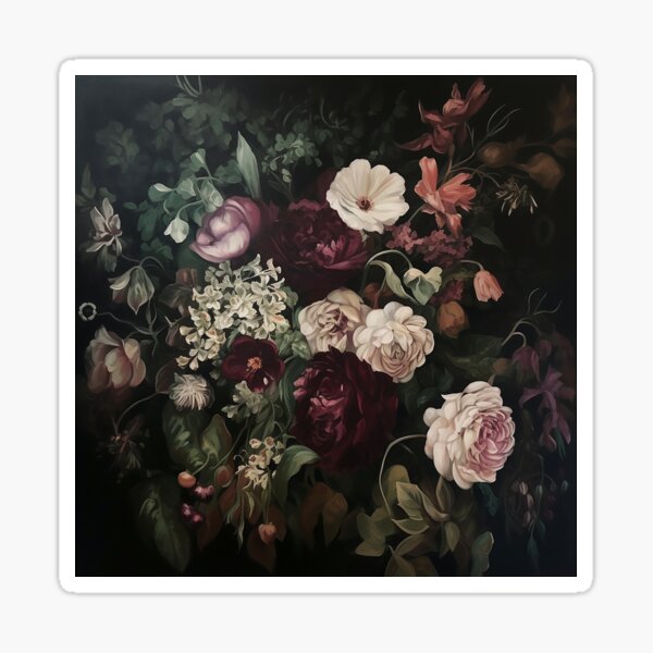 Moody Roses Botanical Floral Art Sticker