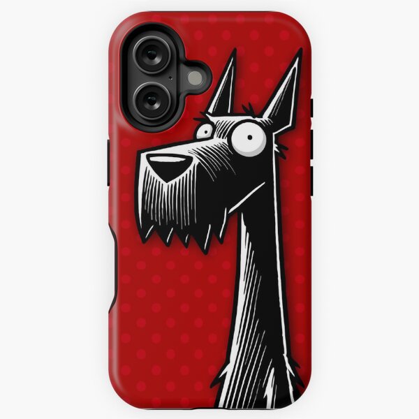 Scottish Terrier Playful Illustration On Red Polka Dot Background iPhone Tough Case