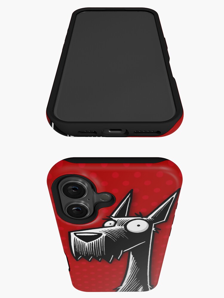 Thumbnail 3 of 4, iPhone Case, Scottish Terrier Playful Illustration On Red Polka Dot Background designed and sold by K9ish.