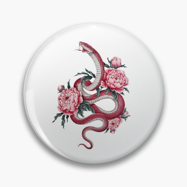 Item preview, Pink Snake and peony designed and sold by Roy & Tiffany.