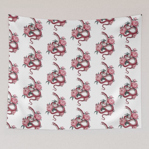 Item preview, Pink Snake and peony designed and sold by Roy & Tiffany.