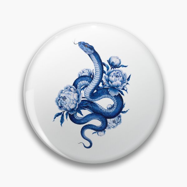 Item preview, Blue Snake and peony designed and sold by Roy & Tiffany.
