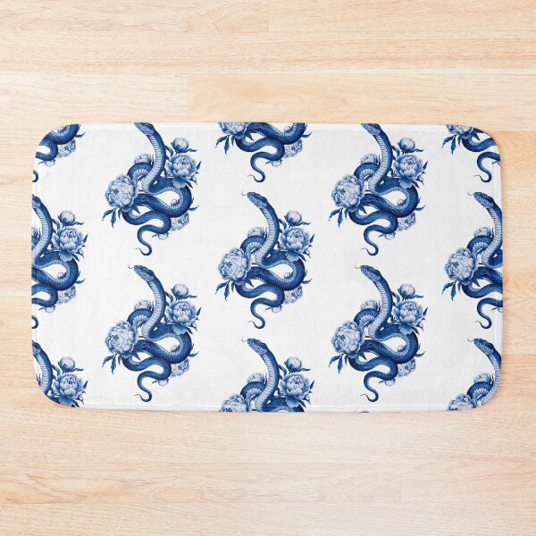Item preview, Blue Snake and peony designed and sold by Roy & Tiffany.