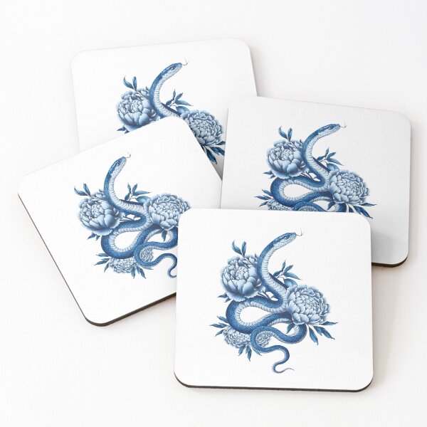 Item preview,  Blue Snake and peony designed and sold by Roy & Tiffany.