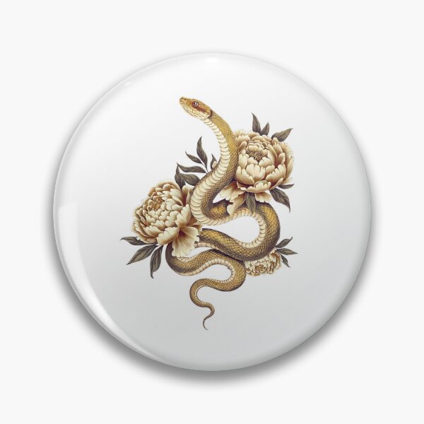 Item preview, Yellow Snake and peony designed and sold by Roy & Tiffany.