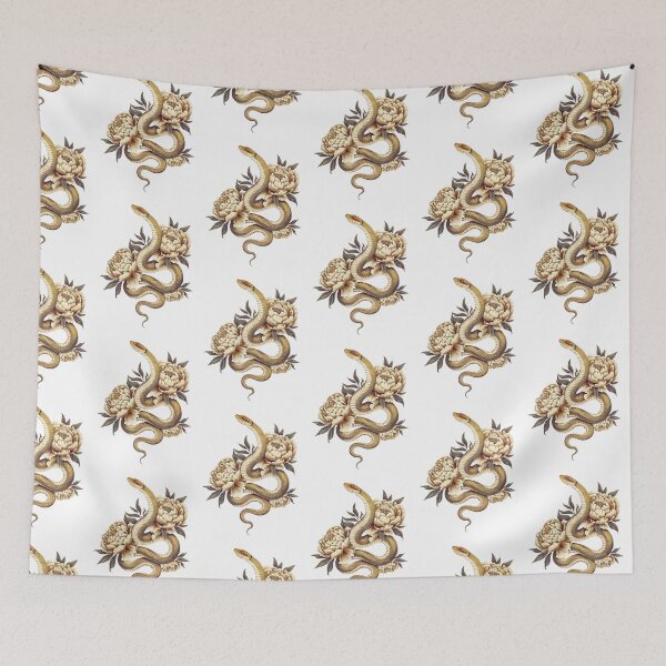 Item preview, Yellow Snake and peony designed and sold by Roy & Tiffany.