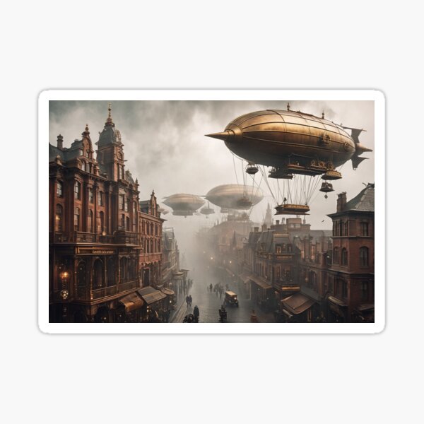 Item preview, Victorian steampunk city designed and sold by CalmLovelyArt.
