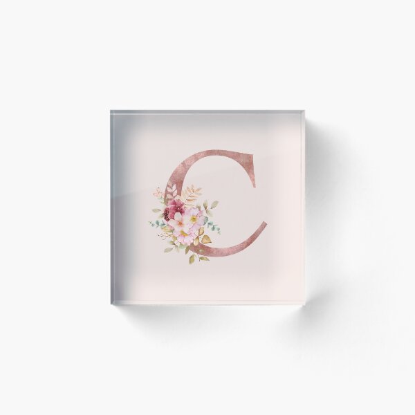 Item preview, Rose Gold Watercolour Letter C Floral Monogram designed and sold by NicheFifty-Two.
