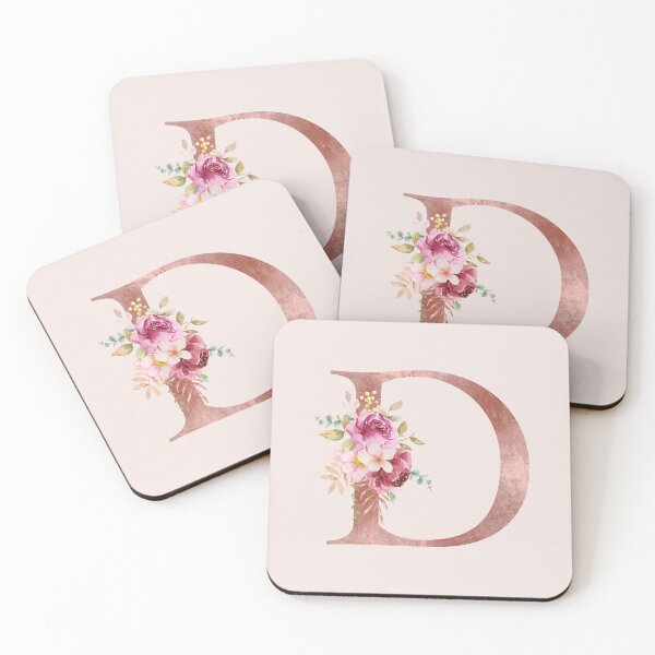 Item preview, Rose Gold Watercolour Letter D Floral Monogram designed and sold by NicheFifty-Two.