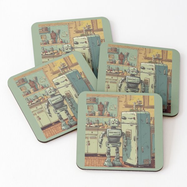Item preview, "Retro Robot in a 1950s Kitchen" designed and sold by Artisticanvas.