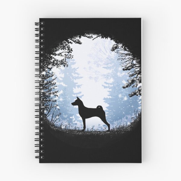 Item preview, “First Snow” Basenji Dog designed and sold by Spinyflowerart.