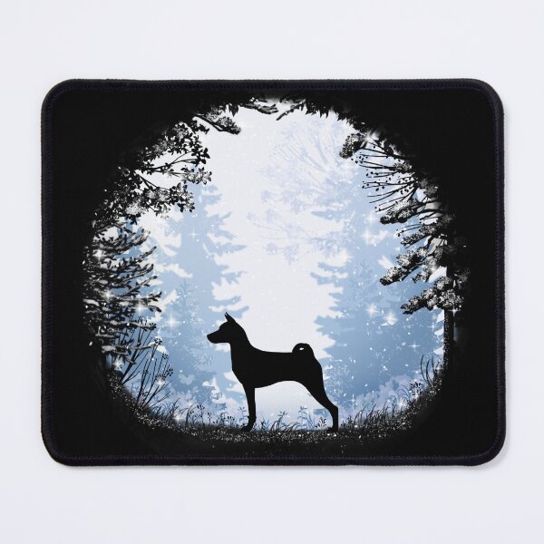 Item preview, “First Snow” Basenji Dog designed and sold by Spinyflowerart.